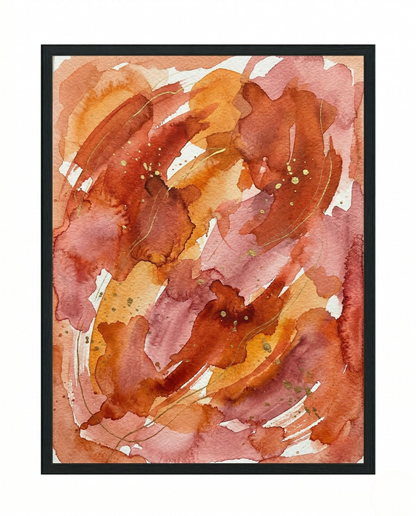 Herbstglut – Abstraktes gerahmtes Bild in Rost & Gebranntem Orange