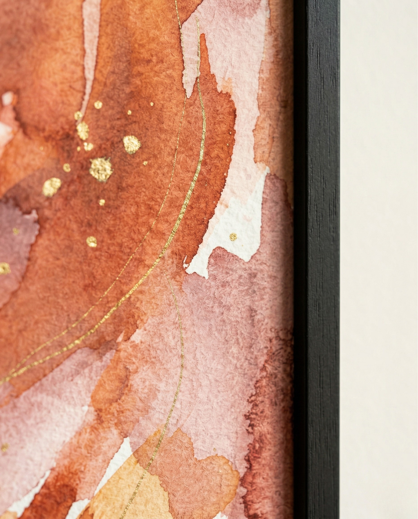 Herbstglut – Abstraktes gerahmtes Bild in Rost & Gebranntem Orange